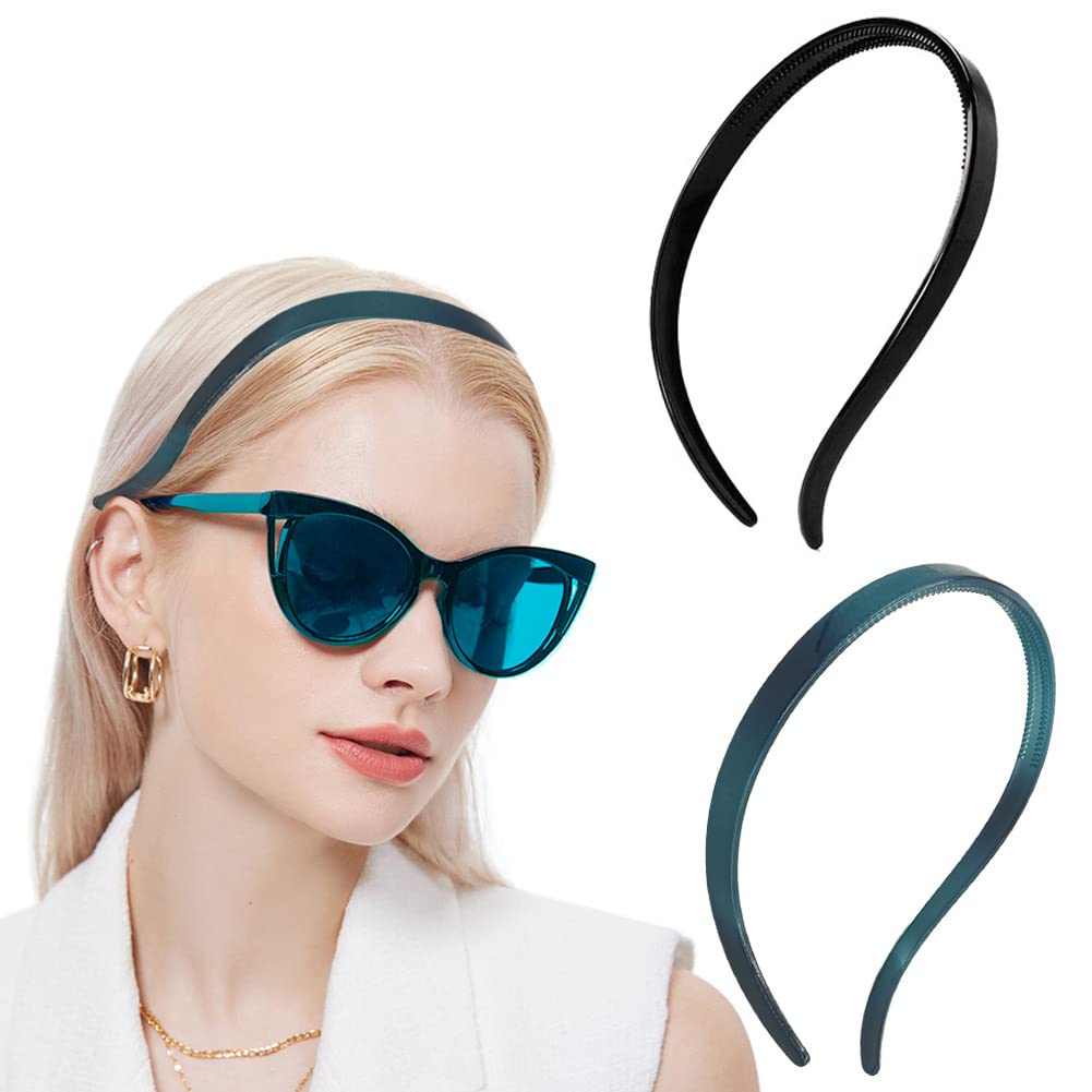 Bikczewin 2Pcs Womens Flex No Pressure Headbands Effortless Plastic Teeth Comb Hair Loop Comfortable Hair Accessories For Glasse