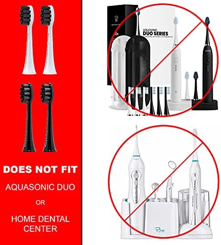 AquaSonic 2-Pack Activated Charcoal Brush Heads - Ultra Whitening Brush Heads - 2X Whitening & Stain Remover - for Black Series, Black Series Pro, Vibe Series, Duo Pro Series (White)