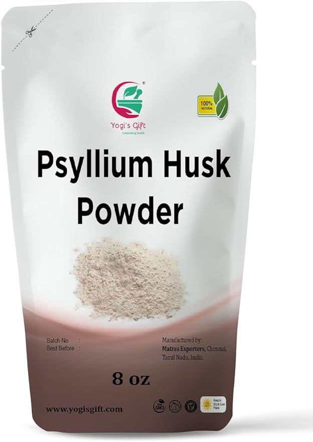 Psyllium Husk Powder 8 oz | 98% Purity | Daily Fiber for Baking, Smoothies, Cooking, and Beverages | Unflavored, Fine Ground, Non-GMO | Keto Friendly Soluble Fiber Supplement by Yogi's Gift®