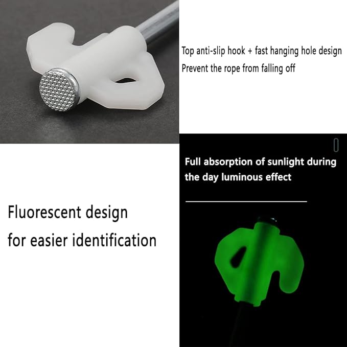 8 pack Tent Stakes Heavy Duty Metal Ground Stake Camping Nails Pop Up Pegs Luminous Garden Stable Fixed Anchor Hook for Outdoor Pile Tarp Traveling Hiking Gear Equipment 8-inch 20CM