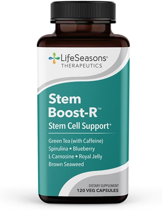 LifeSeasons Stem Boost-R - Stem Cell Support - Naturally Repair Damaged Tissue - Vitamin Supplement Rich in Antioxidants - Royal Jelly, Spirulina, Blueberry, Brown Seaweed & L-Carnosine - 120 Capsules