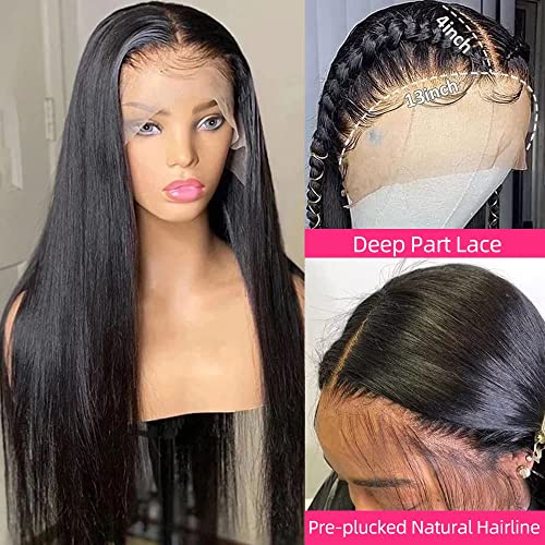 30 Inch Lace Front Wigs Human Hair Pre Plucked with Baby Hair 200 Density Real Human Hair Wig Straight 13x4 HD Lace Frontal wigs