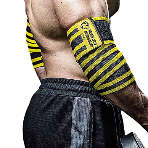 TAVIEW Elbow Wraps for Weightlifting (1 Pair), 47" Elastic Elbow Support & Compression Powerlifting, Fitness, Cross Training & Gym Workout, Elbow Straps Weight Lifting (72" knee wraps (Gray&Black))