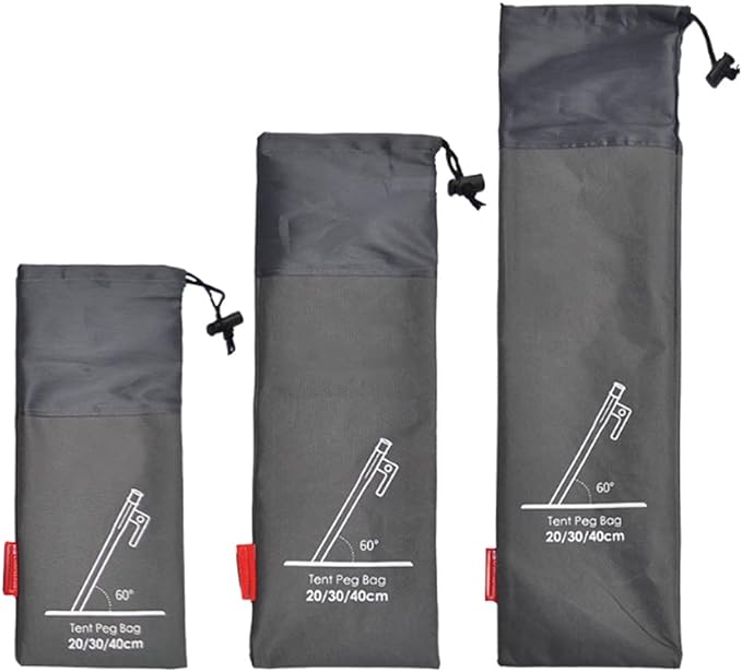 3PCS Camping Tent Stakes Sleeve Tent peg Storage Bag Camp Accesorries Bag(L, M, S)