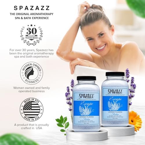 Spazazz Aromatherapy Hot Tub Crystals – Palmarosa Lavender Bath Salt for Bathtub & Hot Tub Spa – Relaxing Bath Salts – Aromatherapy Bath Salt – Lavender Bath Soak & Spa Essentials