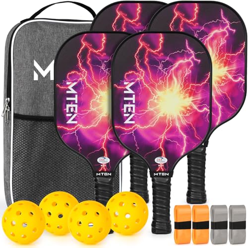 Pickleball Paddles Set of 4, USAPA Approved Pickleball Set, Pickleball Paddles 4,1 Carry Bag, 4 Pickleball Balls, Comfortabla Paddles for Beginner, Pickleball Rackets for Women or Men