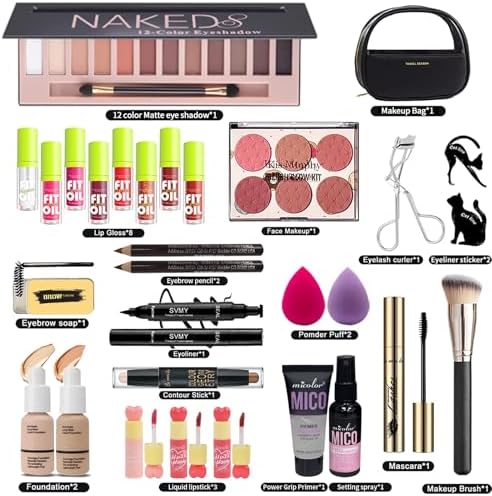 All in One Full Makeup Kit for Women, Makeup Set for Women&Beginner,Eyeshadow, Foundation, Lipsticks, Eyeliner, Mascara, Brow Soap Make Up Gift Set for Women Teen Makeup Kit For Girl (A2-02N)
