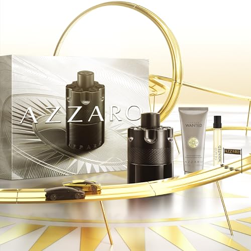 Azzaro The Most Wanted Eau de Parfum Intense - Seductive Mens Cologne Gift Set - 3-Piece Set Includes Full Size Fragrance (100ml) + Travel Size Spray (10ml) + Hair & Body Wash (75ml) - Gifts for Men