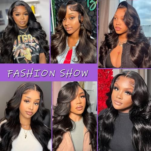 32 Inch 13x6 Body Wave Lace Front Wigs Human Hair 200 Density HD Transparent Lace Frontal Human Hair Wig for Black Women Glueless Wigs Human Hair Pre Plucked With Baby Hair