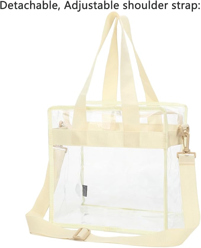 FlowFly Lunch Bag Tote Bag Lunch Organizer Insulated Cooler Bag for Women/Men, Clear#Biege