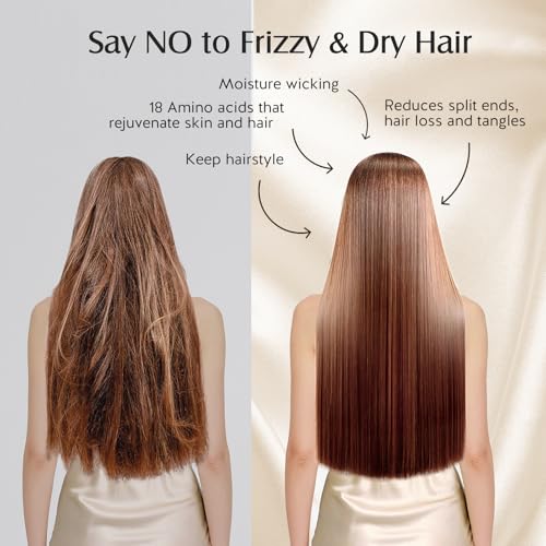 YFONG Double Layered 100% Silk Bonnet for Sleeping Women, 22 Momme Pure Mulberry Silk Sleep Cap with Adjustable Elastic Band Stay On Head，Reduce Frizz, Keep Hairstyle, Soft & Breathable, Champagne, M