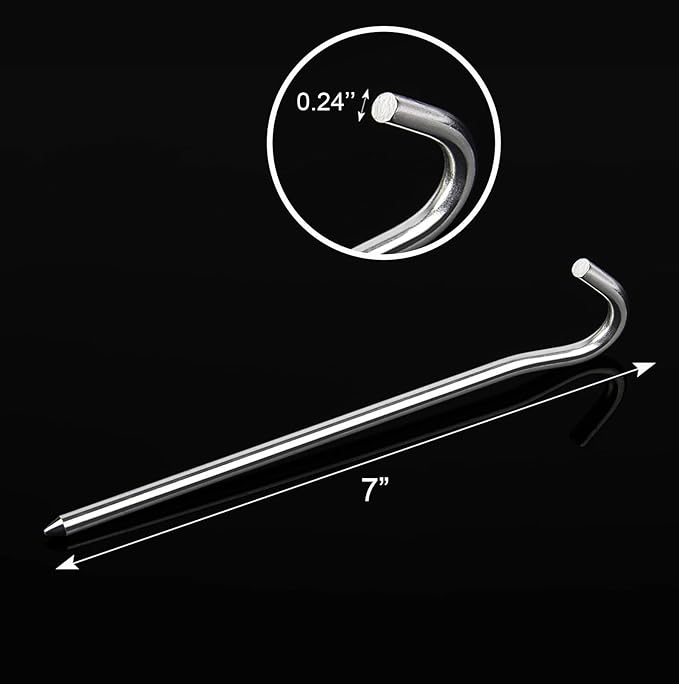 RIY 7" Camping Tent Stakes Aluminum Lightweight Camping Canopy Stakes Pegs