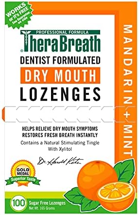 TheraBreath Dry Mouth Lozenges with Zinc, 100 Lozenges, Mandarin Mint, 100 Count (Pack of 2)