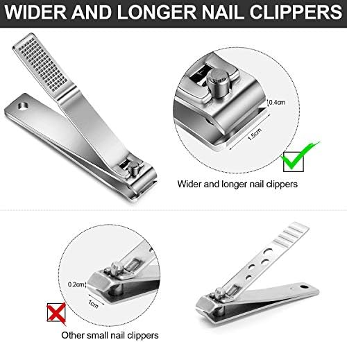 Mudder 6 Pieces Large Toenails Clippers Straight Edge Toenails Clippers Stainless Steel Nails Cutters for Men Women Thick Nails(Silver)