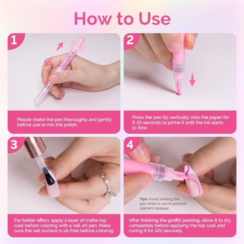 MelodySusie Nail Art Pens Set, 12 Colors 0.7MM Nail Polish Pens for Nail Art, Nail Dotting Tool, Acrylic Paint Markers, Drawing Pen for Nail Design, Manicure Nail Pens for Salon and DIY at Home