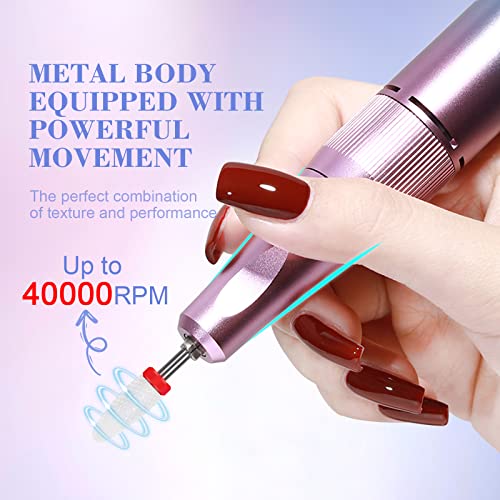 SAVILAND 40000RPM Electric Nail Drill Professional: Electric Nail File Portable Nail Drill with Acrylic Nail Kit 12 Drill Bit Nail Supplies Efile for 10s Fast Drill para Uñas Profesional Remove Salon