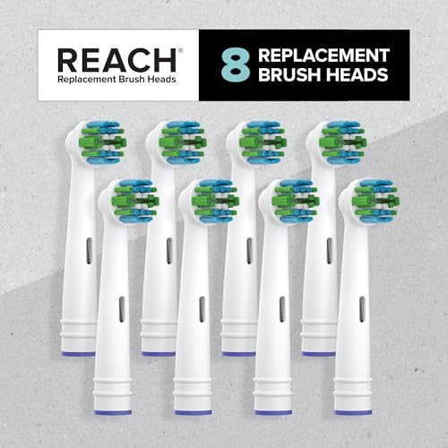 REACH Universal Replacement Toothbrush Heads, Fits Oral-B Electric Toothbrushes, 8 Count