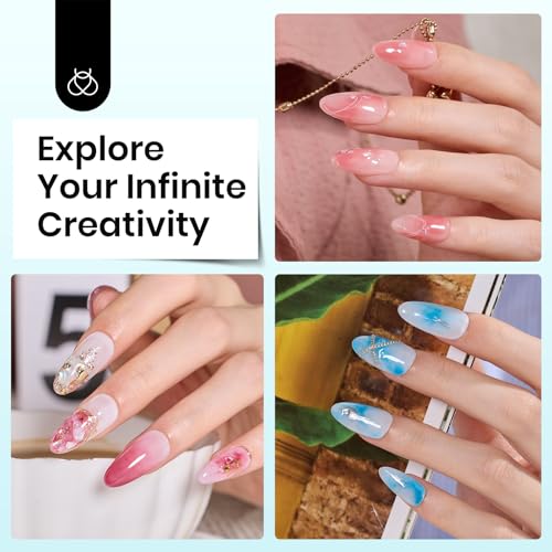 Beetles Blooming Gel and Nail Glue Set - 2Pcs 15ml Nail Art Gel for Blooming Marble Effects and Strong Nail Tips Bonding, Nail Supplies for DIY Manicure at Home or Salon