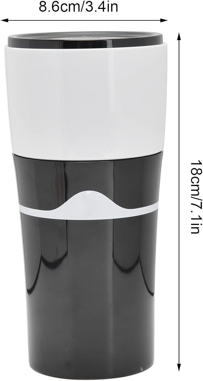 450ml Portable Drip Coffee Travel Mug, Side Leakage Proof Sharing Cup Lid Drip Coffee Machine with 3 Capsules for K Cup Capsules (Black White)