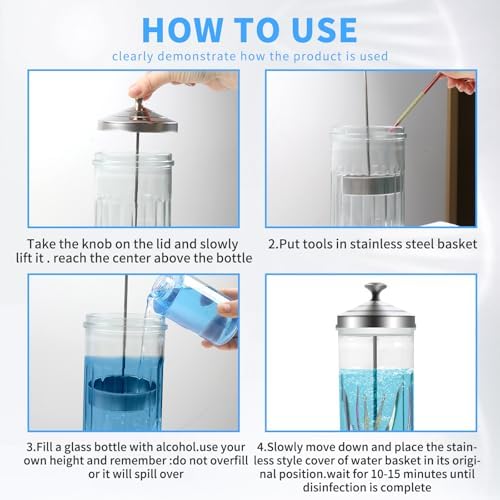 53 Oz Barbicide Disinfectant Jar with anti-slip pad, Disinfectant Jar Large for Nail Tools, Barber Shop&Spa Implements Barbicide Containers with Removable Straining Tray(1500ml)