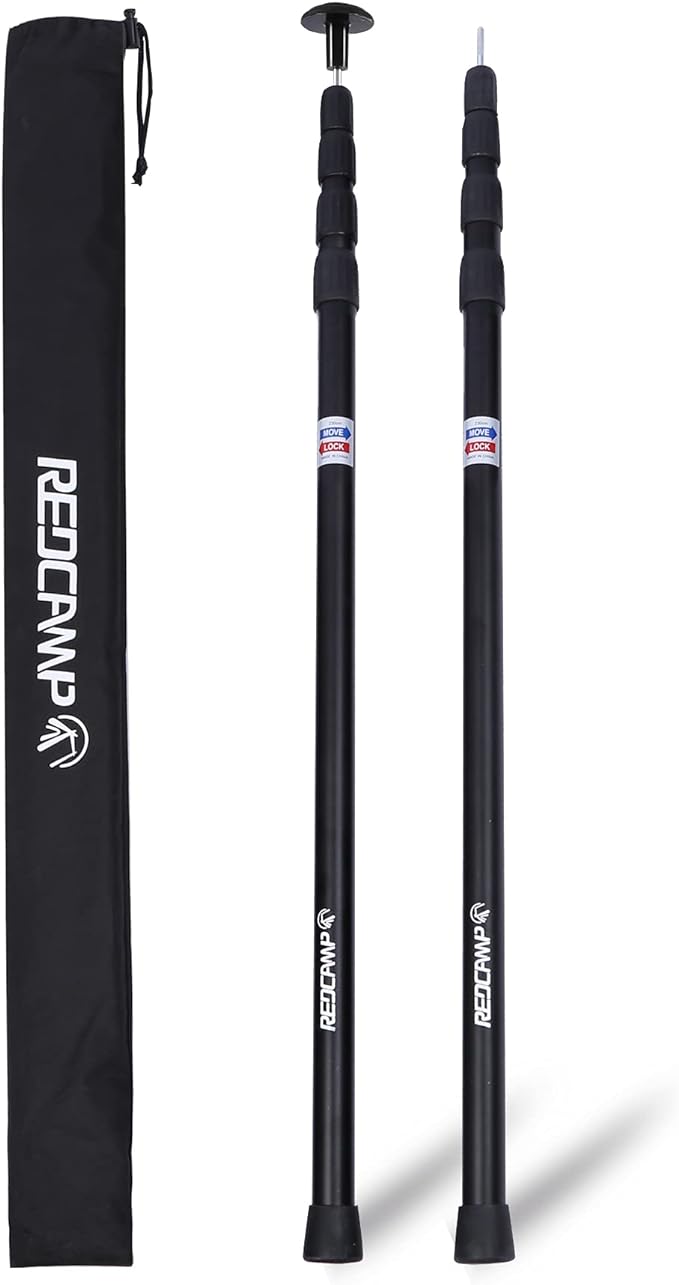 REDCAMP Aluminum Adjustable Camping Tarp Poles, Set of 2, 33.3in to 98.4in Telescoping Lightweight Tent Poles for Shelter, Hammock Rain Fly, Awning
