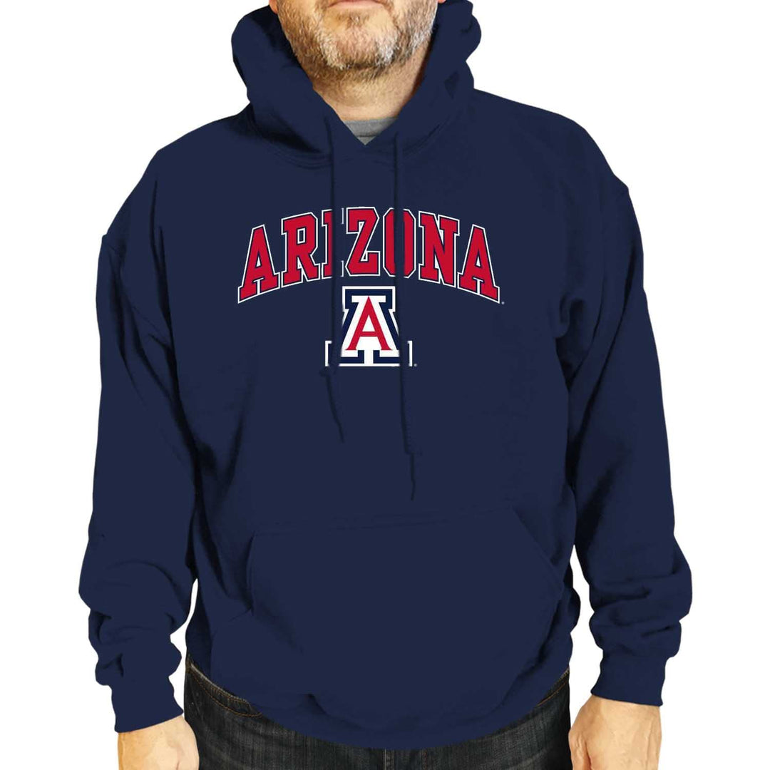 Campus Colors Adult Arch & Logo Soft Style Gameday Hooded Sweatshirt (Arizona Wildcats - Navy, Small)
