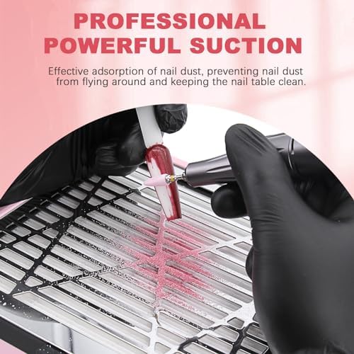 AONOLOVO Nail Dust Collector, Adjustable Suction, Professional Nail Fan Dust Collector with Light Manicure Dust Collector Nail Tech Vacuum Cleaner Machine for Acrylic Nails Removal, Pink
