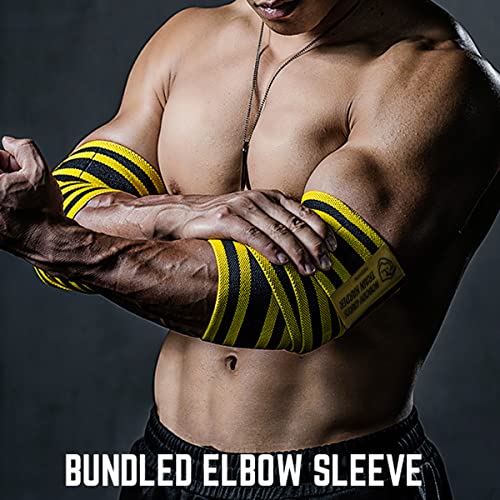 TAVIEW Elbow Wraps for Weightlifting (1 Pair), 47" Elastic Elbow Support & Compression Powerlifting, Fitness, Cross Training & Gym Workout, Elbow Straps Weight Lifting (72" knee wraps (Gray&Black))