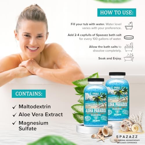 Spazazz Destinations - Hawaii - Aloha Paradise - Natural Spa & Bath Salt Aromatherapy Crystals 22oz -Skin Softener - Safe for Your Hot Tub & Kids