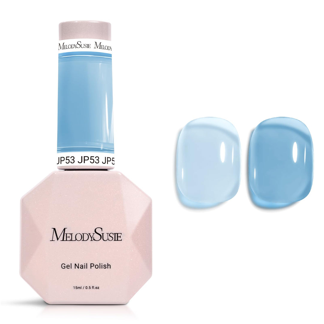 MelodySusie Blue Gel Nail Polish, 0.5Fl.oz Jeweliver Jelly Gel Polish Translucent Plastel Haze Blue Neutral Color Soak Off UV LED Gel Polish Nail Art Design Manicure Salon DIY At Home JP53