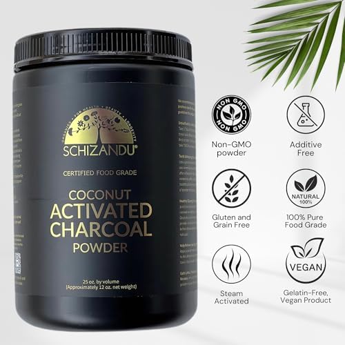 Organic Charcoal Powder by Schizandu - Activated Charcoal Natural, Vegan, Organic, GMO Free - Large Bottle 25 oz Powder