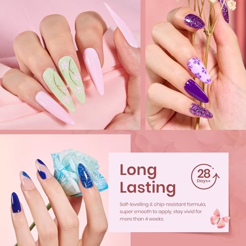 beetles Gel Nail Polish Set 36 Colors Pink Red Green Blue Gel Polish Verse of Flower Collection Nail Kit with 3Pcs Base Top Coat Soak off UV Gel & Nail Art Stickers Gifts for Women