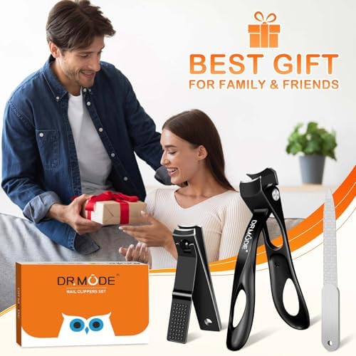 Toenail Clippers for Seniors Thick Toenails, Slanted Angled Head Large Nail Clippers Set for Men, Ultra Sharp Fingernail Clipper with File, Heavy Duty Toe Nail Clippers with Wide Jaw