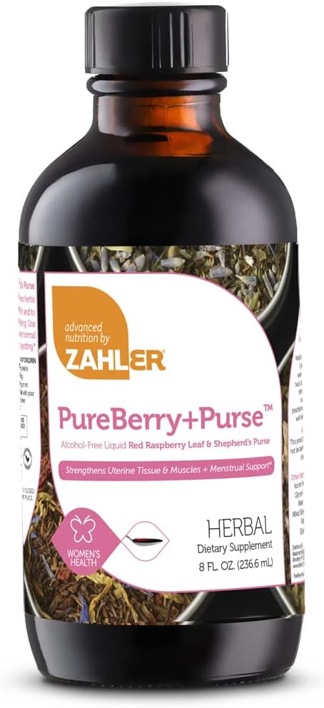 Zahler PureBerry+Purse, Liquid Raspberry Leaf & Sheperd's Purse, Strengthens Uterine Tissue, Certified Kosher, 8OZ