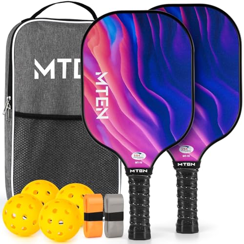 Pickleball Paddles Set of 2, Pickleball Paddles, Pickleball Set, Fiberglass Pickleball Rackets, 1Carry Bag, 4 Outdoor Paddles Balls, Pickleball for Beginners
