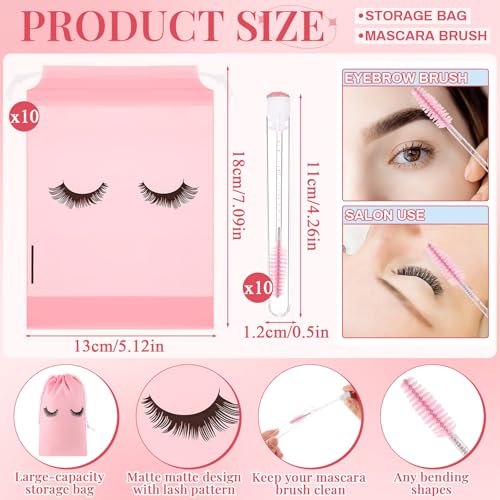 60 Pcs Lash Shampoo Brushes Set 10 Lash Shampoo Brushes 10 Mascara Tubes and Wands 10 Foam Pump Bottle 10 Cleaning Rinse Bottles 10 Makeup Remover Pad 10 Aftercare Drawstring Bag(Pink)