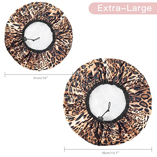 Auban Shower Cap for Women, Adjustable Reusable, Extra Large, Double-Layer Waterproof Bathing Cap, Waterproof Exterior, EVA Lining, Hair Cap for All Hair Lengths, 3 Colors