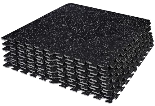 Sivan 0.5 Inch Thick Gym Flooring for Home Gym - 6 EVA Foam Floor Tiles, 24 Sq Ft Rubber Top Gym Mats for Home Gym and Exercise Equipment, Interlocking Protective Flooring 24 in x 24 in Gym Mat