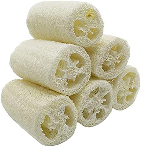 Natural 6 Pack of 4 inch Loofah, Serdokntbig SPA Exfoliating Scrubber for Skin Care in Bath, Best Luffa Body Scrub Sponge, Remove Dead Skin