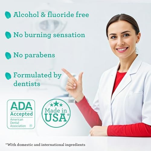 GuruNanda Fresh Breath Mouthwash, ADA-Accepted, Alcohol & Fluoride-Free, Sodium Chlorite, Essential Oils & Vitamins, 12-Hrs Fresh Breath, Wild Mint, 33.8 oz