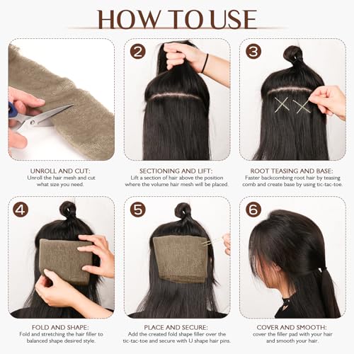 Hair Sponge for Updos,Volume Bumps Insert,Tan Brown Hair Filler&Padding for Updo