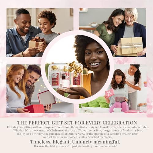 Bath and Body Travel and Gift Sets, Cherry Blossom Spa Shower Set for Teenager and Her, Including Body Wash, Body Lotion and Fragrance Body Mist, for Birthday Anniversary Wedding Christmas New Year