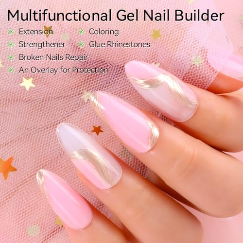 Makartt Poly Nail Gel Set - 6 Neutral Colors for Extension Nails, Long Lasting, Natural-looking, Strong Builder Enhancement for Salon Manicure DIY at Home 15ML Clear White Nude Pink