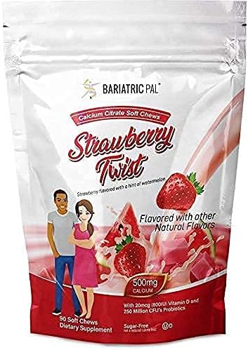 BariatricPal 30-Day Bariatric Vitamin Bundle (Multivitamin ONE 1 per Day! with 45mg Iron Capsule and Calcium Citrate Soft Chews 500mg with Probiotics - Strawberry Twist)