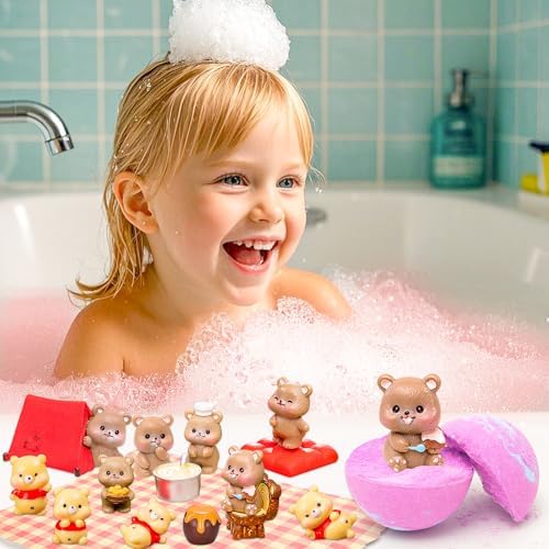 Bath Bombs with Bears Toys Inside for Girls Boys Organic Bath Bombs Set for Kids with Surprise Inside Ideal Kids Birthday Christmas Easter Gift