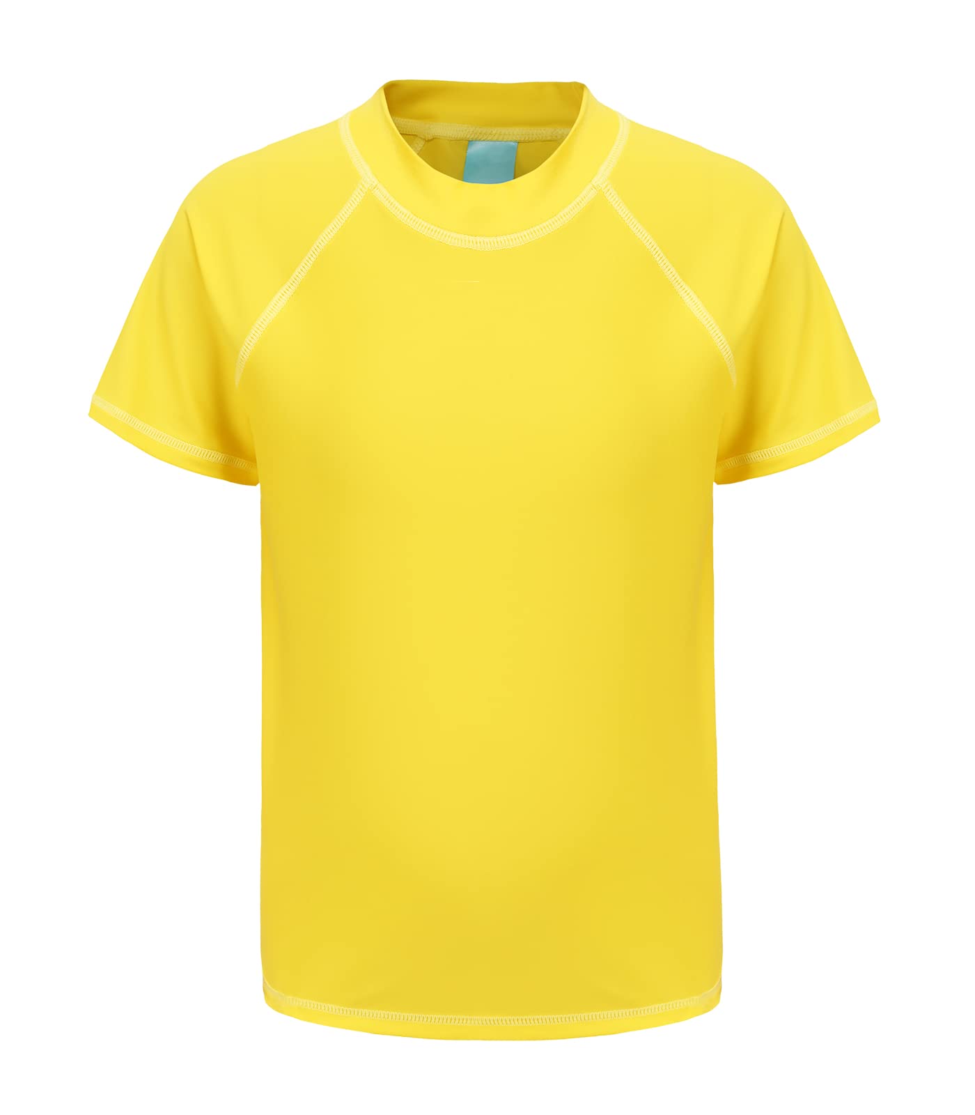 Lollisy Big Boys Rash Guard One Piece Swimsuits Short Sleeve Swim Shirt for Kids Yellow Size 16/14-16 Years