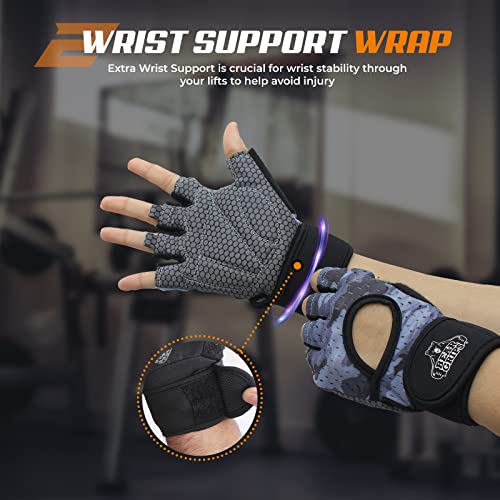 Bear Grips Weight Lifting Gloves for Men & Women | Half Finger Lifting Gloves | Full Finger Workout Gloves for Men | No Finger Exercise Gloves l Compression Weightlifting Gloves | Gym Gloves for Men