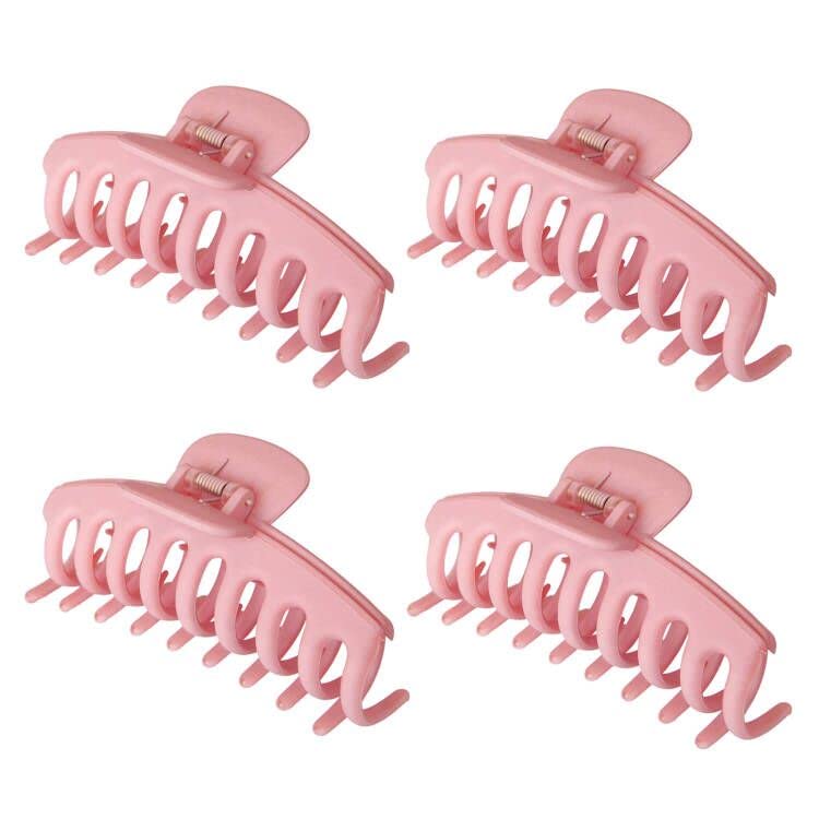 4 Pack Big Hair Claw Clips Nonslip Large Claw Clip For Women And Girls Hair,Strong Hold Grips Hair Accessories 4 Inch Pink)