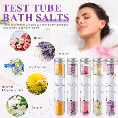 12 Pcs Aromatherapy Bath Salts Test Tube Bath Salts for Women Relaxing Spa Gifts Set for Wedding Birthday Baptism Party Favors(Mixed Scents,Floral)