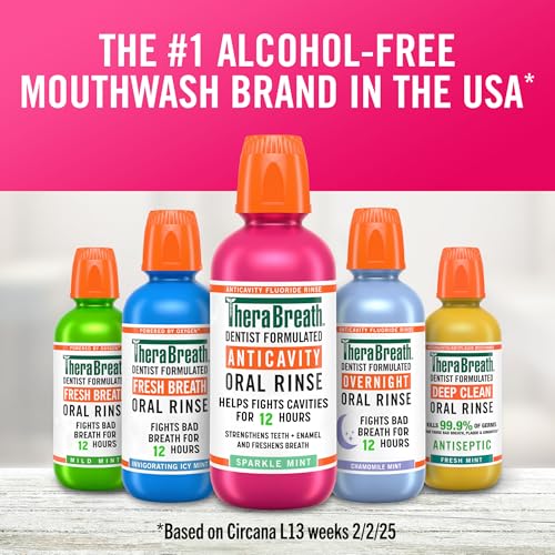 TheraBreath Anticavity Fluoride Mouthwash, Sparkle Mint, Dentist Formulated, 1 Liter